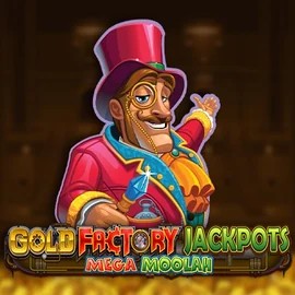 Gold Factory Jackpots Mega Moolah casino game by Aurum Signature Studios – featured logo at Spinorhino Casino